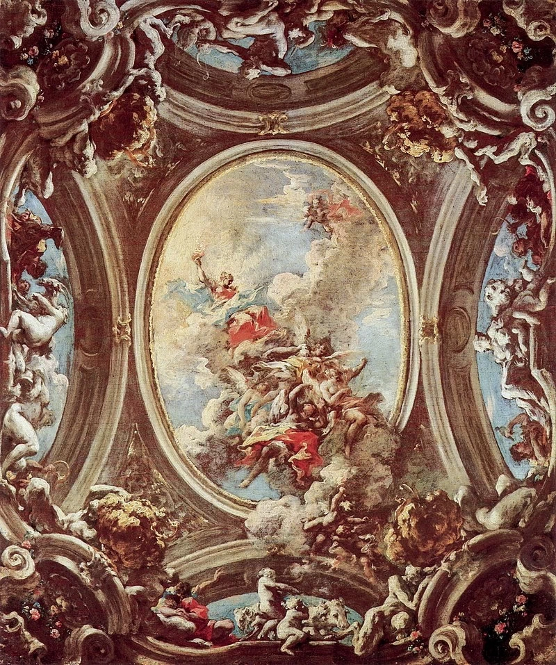 Allegoria dell'Aurora, bozzetto per il soffitto della Kaiseraal del castello di Mannheim - A